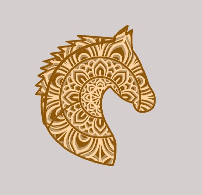Download 3d Layered Horse Head Mandala SVG. Cowboy. 3 versions | Etsy