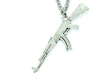 AK47 charm necklace with stainless steel chain choose length