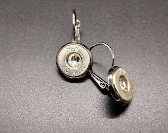 Gunmetal black lever back bullet earrings choose caliber and color