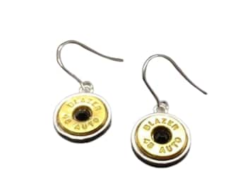 Stainless steel dangle birthstone bullet earrings choose caliber and color