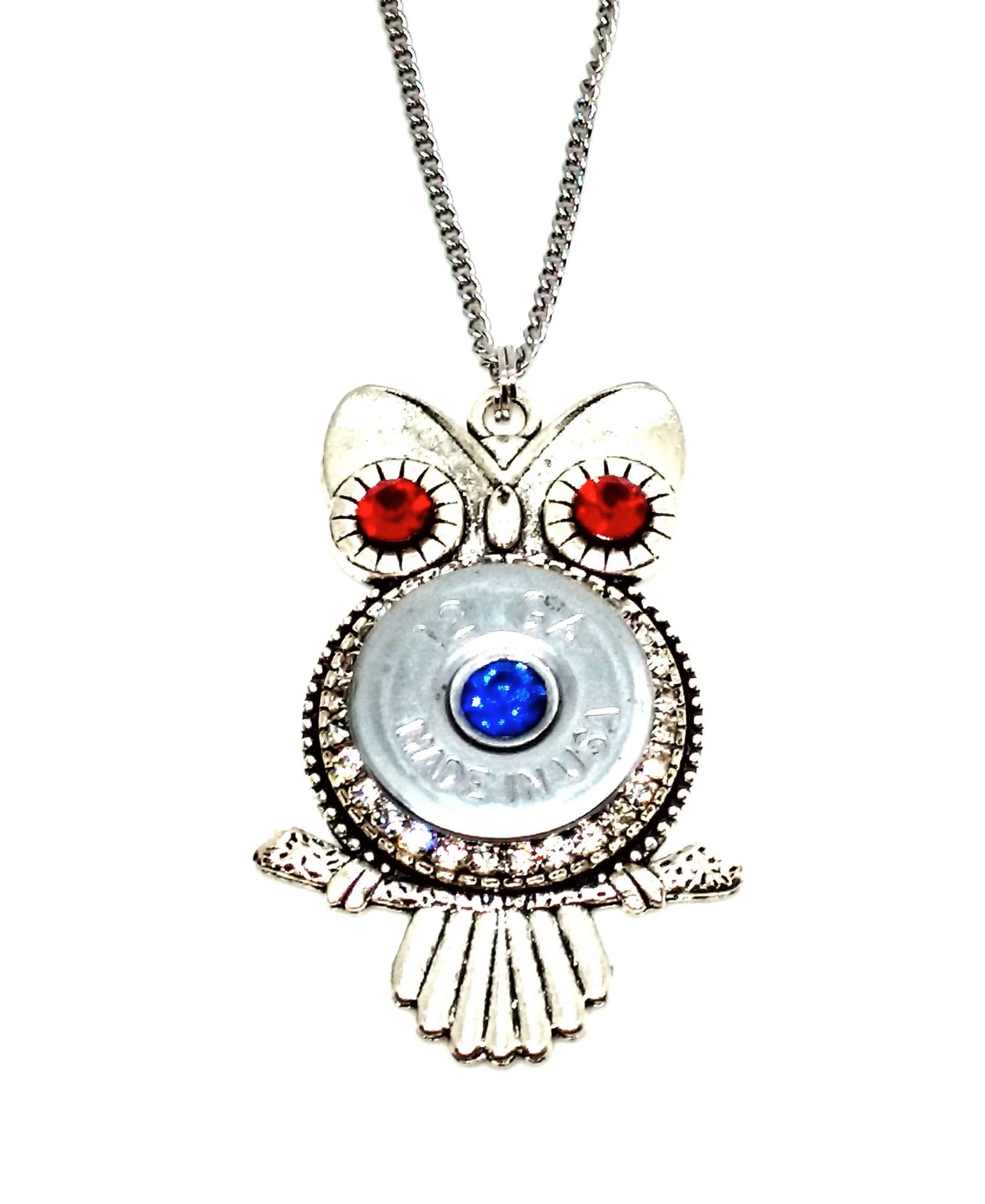 Patriotic owl shotgun shell necklace