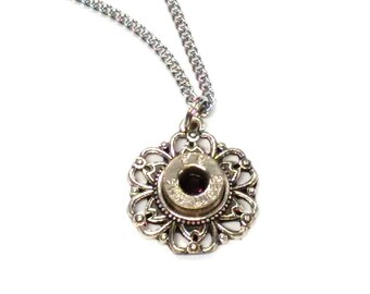 Bullet flower necklace choose caliber and color stainless steel chain