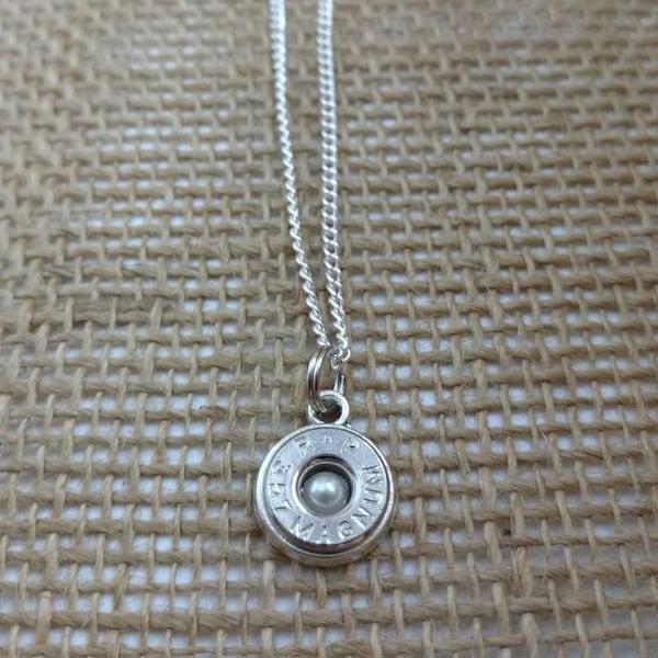 Stainless steel chain birthstone bullet necklace