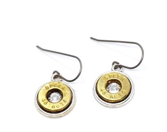 Titanium dangle birthstone bullet earrings choose caliber and color