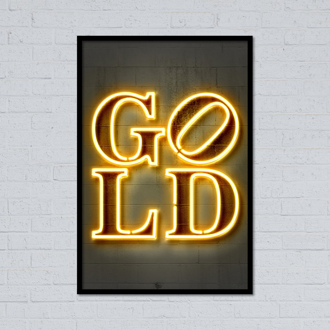 Gold Wall Art Print Neon Art Gold Art Neon Sign Art Home Etsy