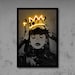 Rihanna crown wall art, neon print poster, street art graffiti, concrete decor, stencil art, digital neon sign, music art, gift for her 