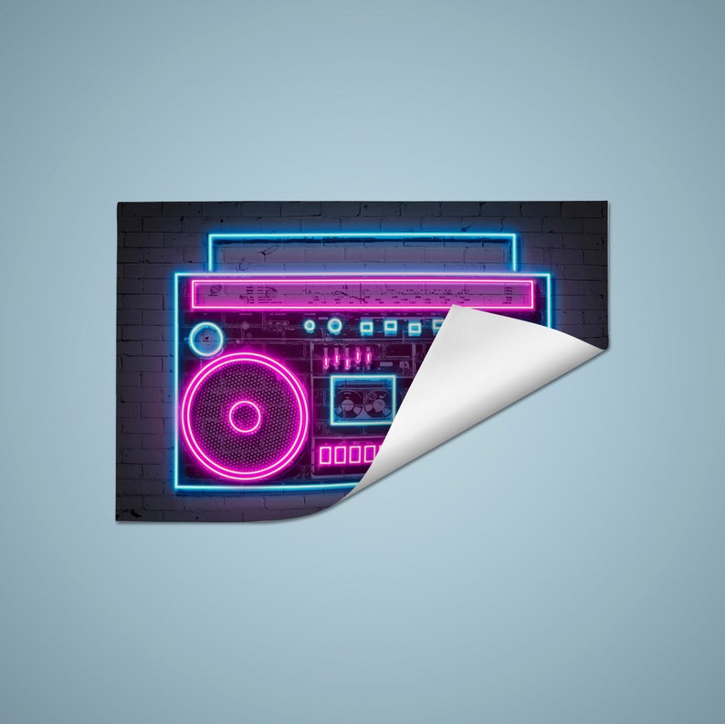 Boombox Wall Art Boom Box Neon Print Poster Street Art Etsy