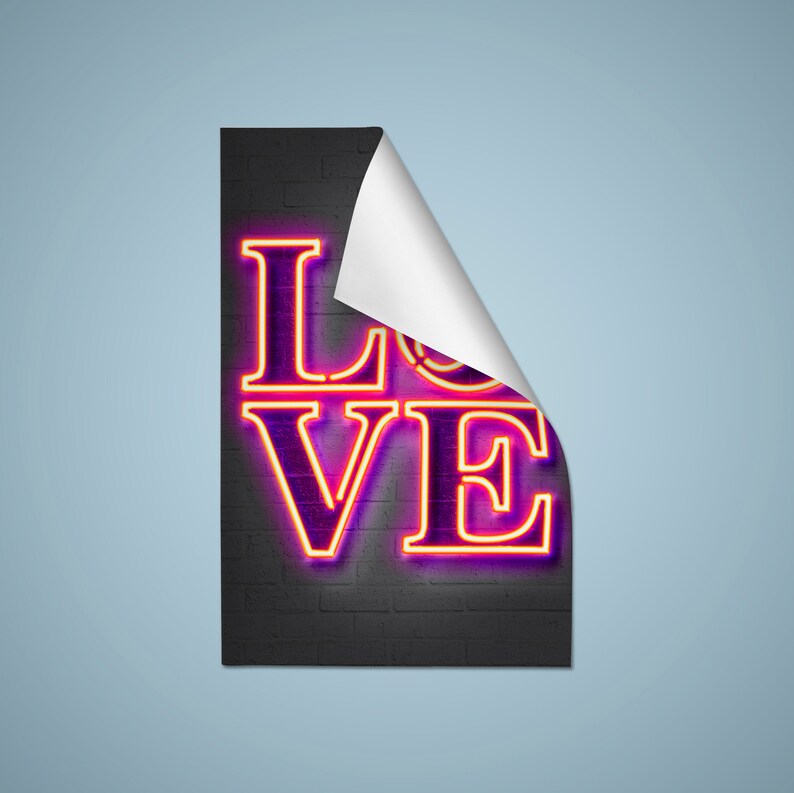 Love Wall Art Print Love Poster Love Art Love Print Neon Etsy