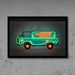 Mystery machine wall art, neon print poster, scooby doo, street art graffiti, concrete decor, stencil art, digital neon sign, gift for him 