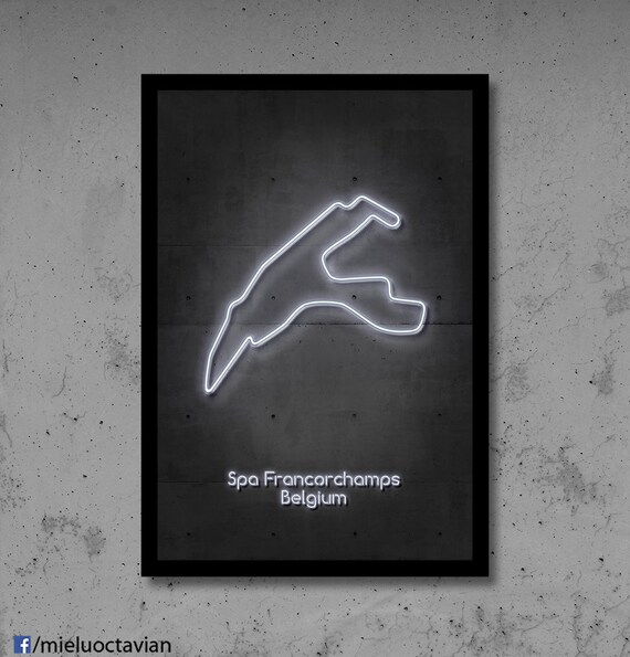 Spa Belgium Circuit Neon Art F1 Track - Spa Francorchamps Wall Art Spa Belgium Circuit Neon Art F1 Track - Spa Francorchamps Wall Art