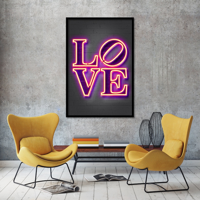 Love Wall Art Print Love Poster Love Art Love Print Neon Etsy