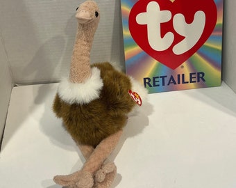 Ty Beanie Buddies Stretch Ostrich Original  Stuffed Plush 16" 1998 Retired Buddy