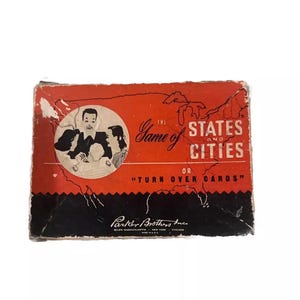 Vintage-The Game of States and Cities van Parker Brothers-Learning Cards 1946