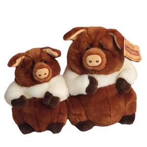 Brown Fremont Pigs By Dakin LOU RANKIN 10” & 8&quot; Plush Animals New Vintage