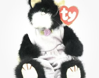 1993 TY Attic Treasures Collection “purrcy” Black Cat Wearing