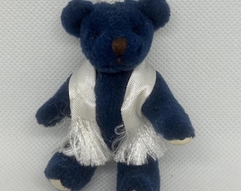 Judaica Jewish Tiny Ted Jointed Miniature Teddy Bear Figure Blue Vintage 90’s