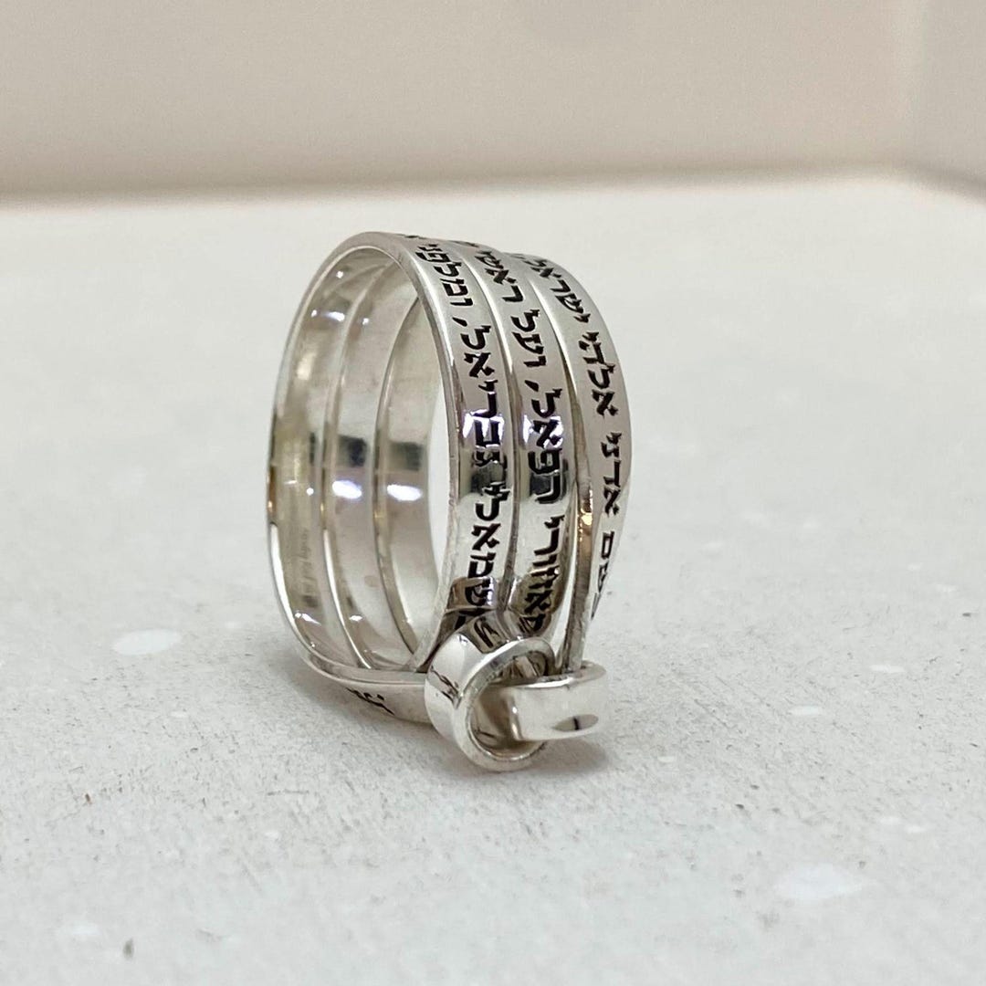 Anello in argento sterling inciso multibanda personalizzato