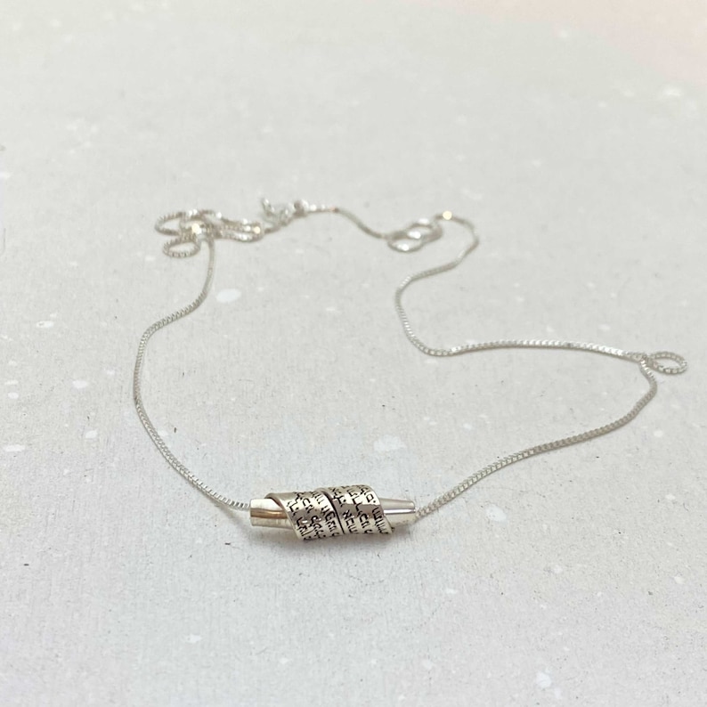 Bat Mitzvah Gift, Hebrew engraved silver necklace