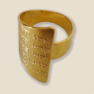 Kabbalah Ana Bekoach Hebrew Engraved Adjustable Ring For Women And Men Gold Filled