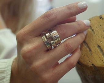 Personalized Silver Engraved Hebrew Letter Statement Ring