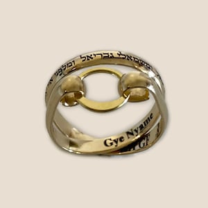 Gold Filled Hebrew Ring Engraved with Blessing of the Angels for Protection