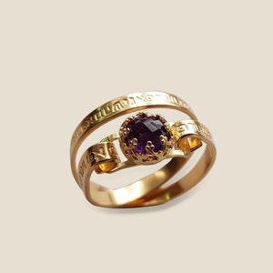 Personalized Amethyst Kabbalah Hebrew Engraved Ring for Healing