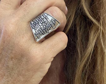 Anillo judío de plata para hombre, grabado con Shemá Israel