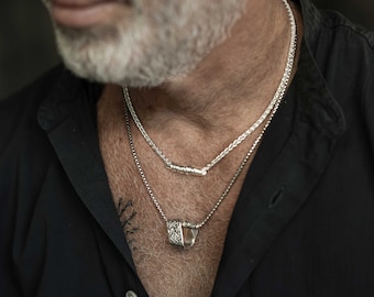 Men's Hebrew Necklace for Protection Jewish Verses Silver Pendant