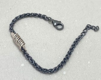 Bracciale da uomo ebraico con incisione ebraica, talismano di protezione e preghiera del viaggiatore.