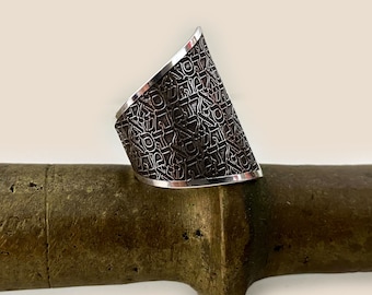 Kabbalah Sterling Silver Statement Ring: Hebrew Priestly Blessing