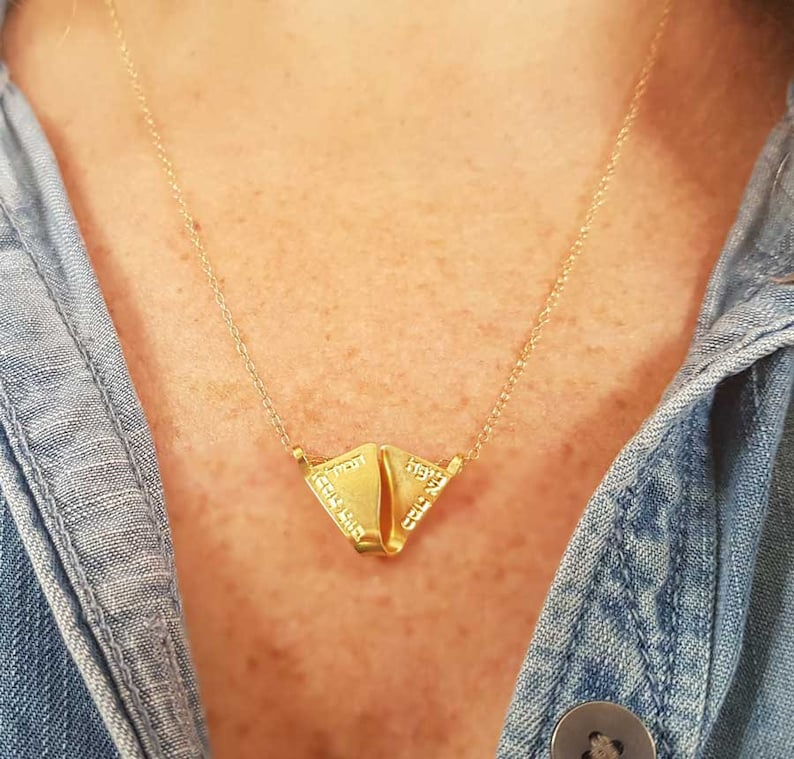 Israeli Jewelry Gold Filled Delicate Necklace Engraved in Etsy