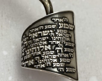 Shema Israel Jüdischer Ring Hebräisch Gravierter Silber Statement Ring