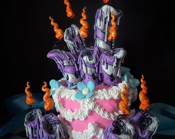 Whimsical Unbirthday Candle Sculpture Art Figurines Alice in Wonderland Birthday Art OOAK Cute Clay Handmade Sculptures