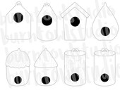 Rae Dunn Inspired Digital Blank Birdhouses - 8 Birdhouse Variations - Printable - PNG