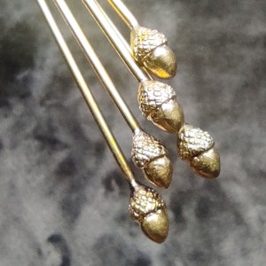 Acorn Head Brass Needle, SCA Medieval Costume Seewing Pin Replica, 14th Century Authentic England Headscarf Pins for LARP and Cosplay