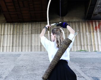 Arco negro personalizado Yumi Hankyu Arco de bambú tradicional japonés 半弓 Arco de entrenamiento de Kyudo y Kyujutsu Cultura de tiro con arco samurái Kyudo Arco de madera