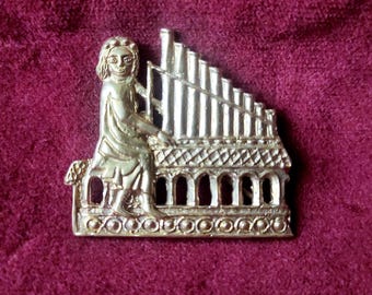 Middeleeuwse broche pijporgel pelgrimsbadge messing replica voor ren fair en re-enactor