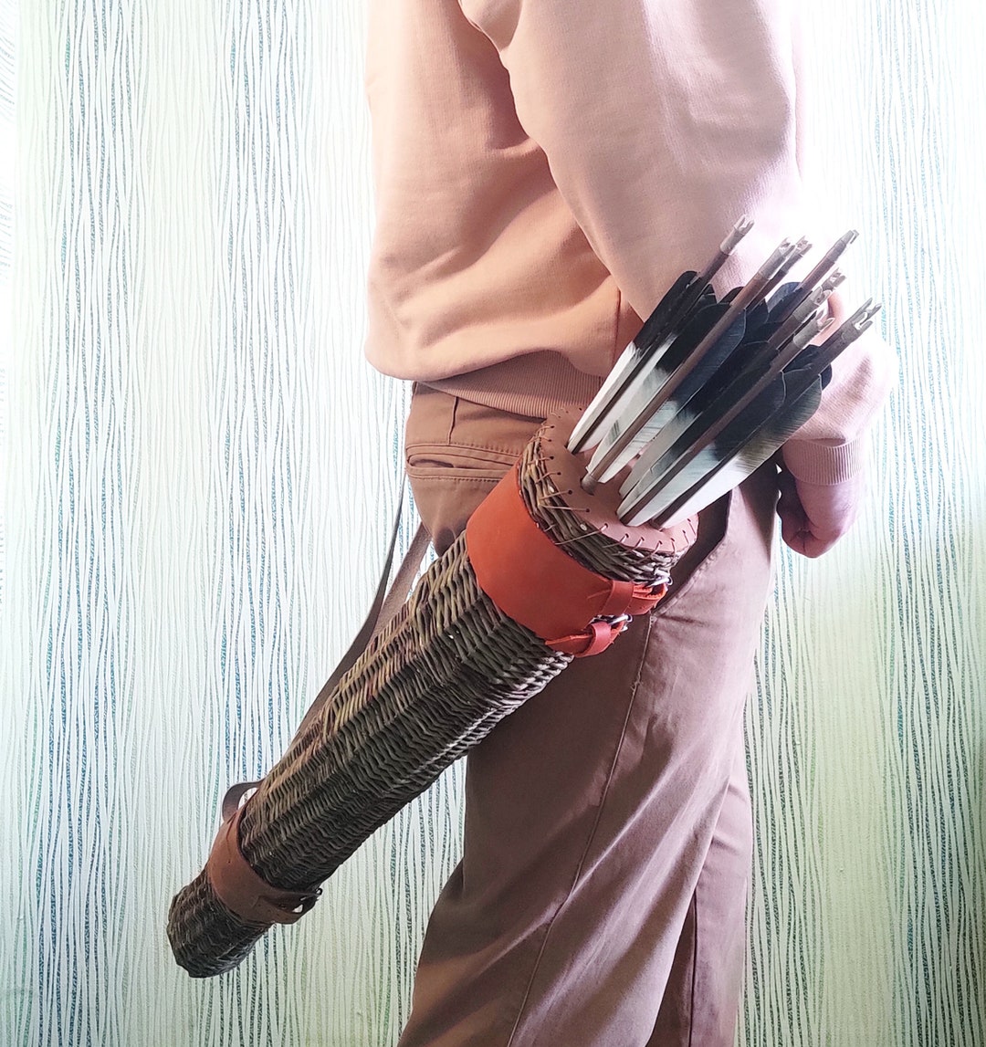 Traditional Willow Quiver, Basket Quiver With Leather Fixing, Archery