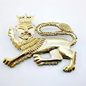 Medieval Brooch Crowned Lion, 13th Century Pilgrim Badge Replica, SCA LARP Medieval Reenactors Accessories, Ren Faire Jewelry
