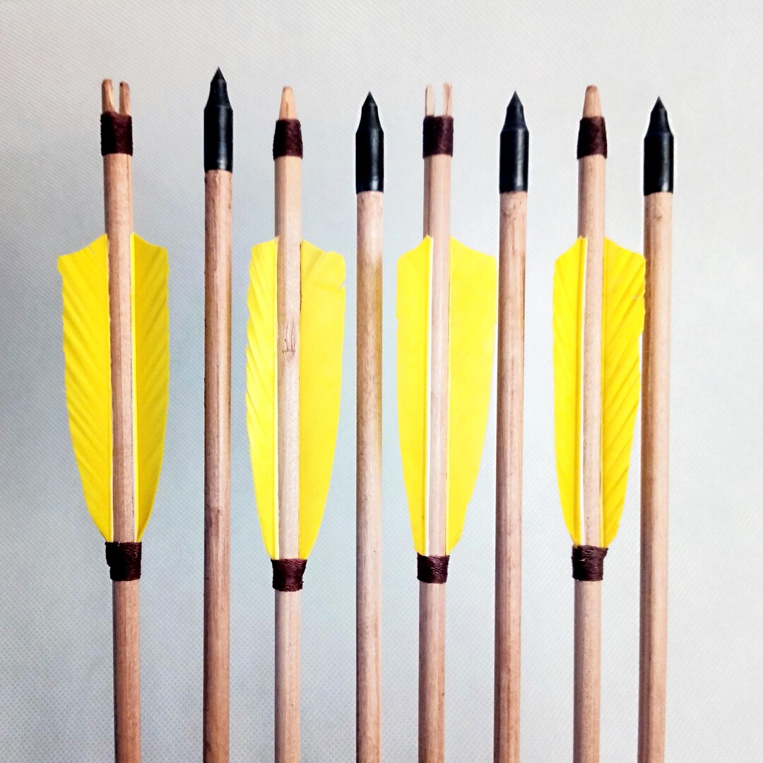 6 Flèches En Bois Traditionnelles TOPARCHERY - 31,5 Pouces - Pour Arc Long/recurve