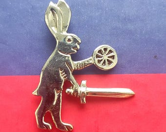 Rabbit Knight Badge Replica, 13th Century Brass Token, Authentic Historical Pin for Medieval Outfit