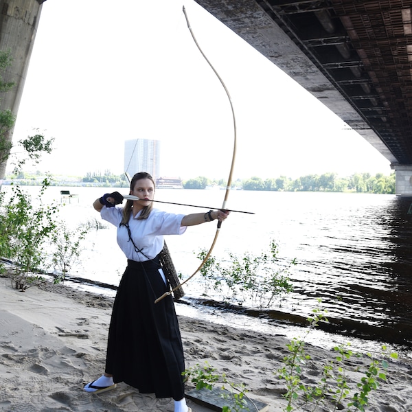 Yumi-Bogen für Kyudo, japanischer Samurai-Kyujutsu-Langbogen, traditioneller Daikyu-Langbogen aus Holz, asymmetrischer Bogen zum Bogenschießen, LARP-Kriegsbogen