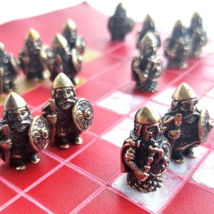 Bronze Hnefatafl Viking Chess Set: Medieval Board Game Replica, Portable Travel Game