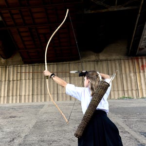Japanese Bow Hankyu 59 inch Yabusame Archery Bamboo Bow Samurai Traditional Training Asymmetrical Bow Kyudo Japanese Archery Historical Bow