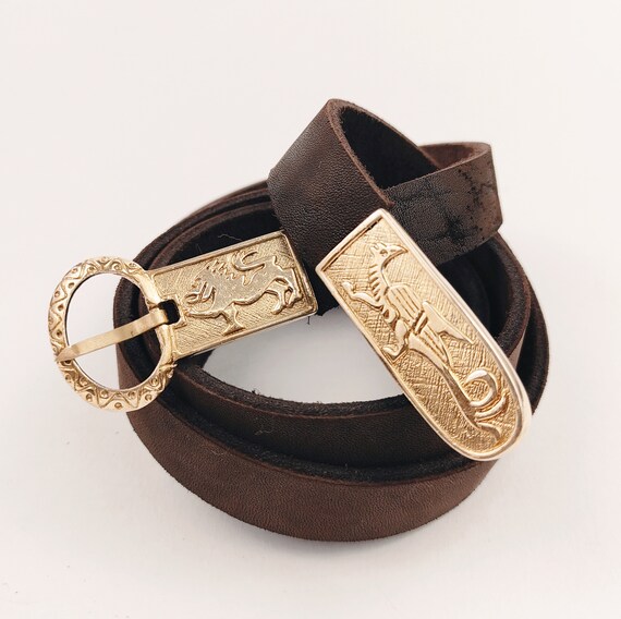 Black Leather Belt and Buckle Norman Medieval Style Black Leather Belt and Buckle Norman Medieval Style