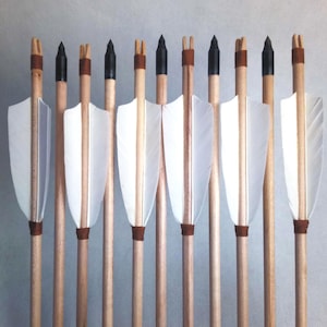 Arrows Historical Wooden White Feathers, Fantasy Cosplay Shooting Youth Arrows, Hunting Ash Traditional Arrow Set, Archery Equipment