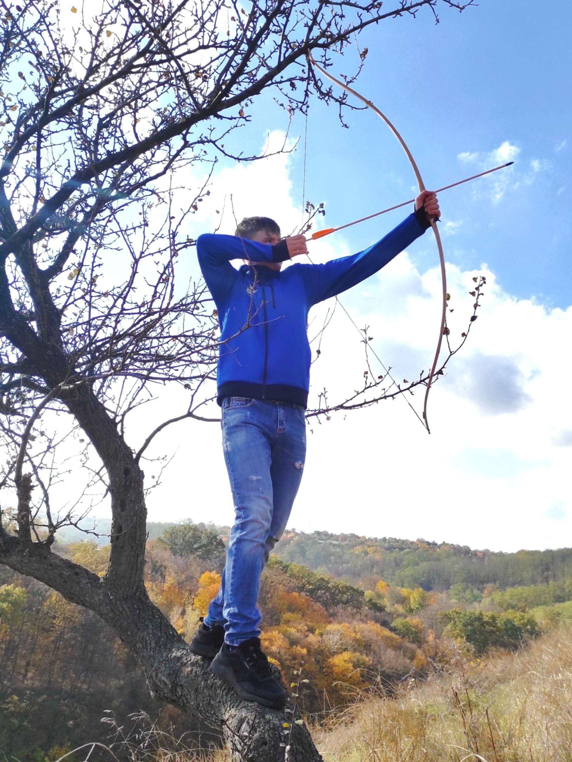 Arco de madera de 71 pulgadas, arco largo tradicional para tiro con arco a caballo, arco de madera de fresno y bambú, arco recurvo para recreación medieval