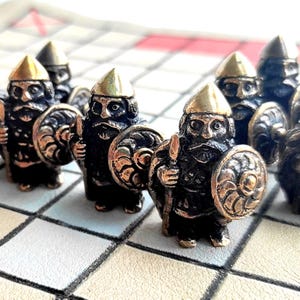 Bronze Hnefatafl Set: Viking Chess Game with Spear Warriors