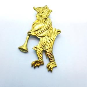 Brass Pilgrim Badge Replica, Music and Grotesque Motifs 14th Century Design, Historical Hat Brooches