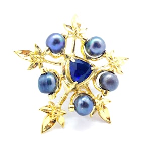 Medieval Brooch, Gilding Jewelry Replica with Pearls and Colored Glass for Renaissance Costume, 14th Century Fashion Accessories